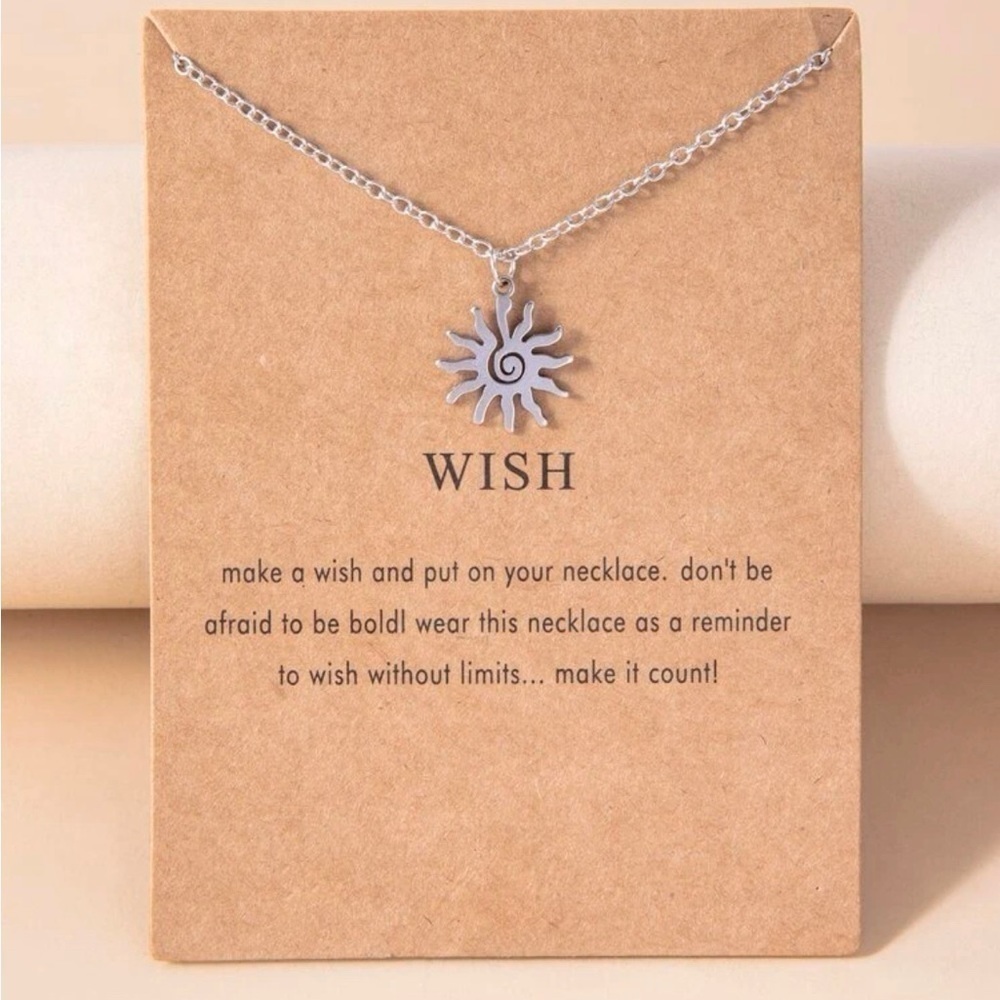 Silver Sun Charm Necklace